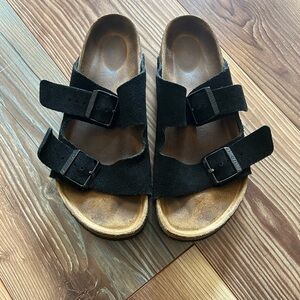 Birkenstock Arizona Sandals Suede Black Size 39 EUC